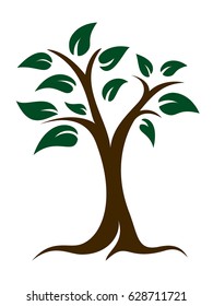 Logo tree and leaves illustration in vector.