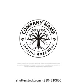 Logo Tree of life stamp design template, vector, illustration