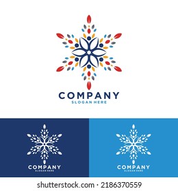 Logo tree with people design set for Vector logo Template Graphic illustration