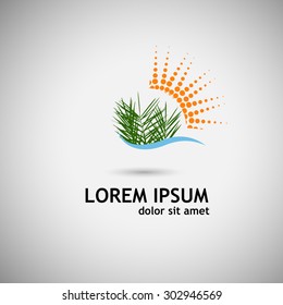 Logo tree with the sun. Vector