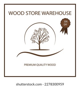 Logo with  a tree  and text on an isolated background