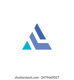 Diseño único azul del triángulo del logotipo con el fondo blanco