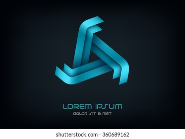 Logo Triangle business abstract vector design template, 3, Hi tech looped infinity logotype, Vector Eps 10