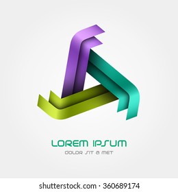 Logo Triangle business abstract vector design template, 3, Hi tech looped infinity logotype, Vector Eps 10