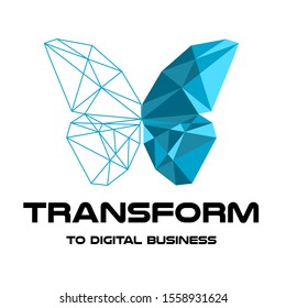 Logo. Triangle Butterfly. Transform To Digital Business. Vector