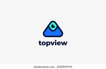 Logo triangle and eye on top, top viewer logo concept. Doodle line and modern concept.