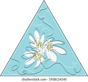 Logo im Dreieck mit Blumen 