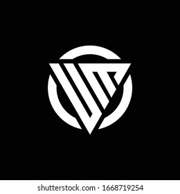 Logo with triangle shape and circle rounded design template isolated on black background