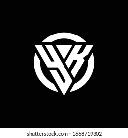 Logo with triangle shape and circle rounded design template isolated on black background