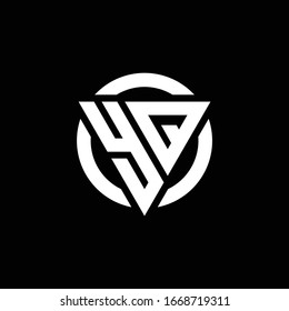 Logo with triangle shape and circle rounded design template isolated on black background