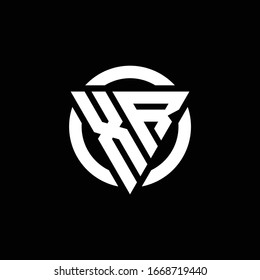 Logo with triangle shape and circle rounded design template isolated on black background