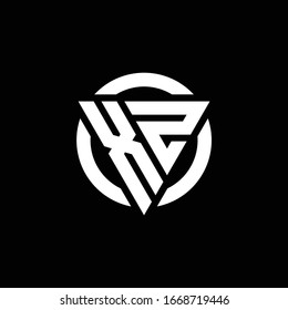 Logo with triangle shape and circle rounded design template isolated on black background