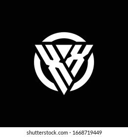 Logo with triangle shape and circle rounded design template isolated on black background