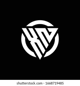 Logo with triangle shape and circle rounded design template isolated on black background