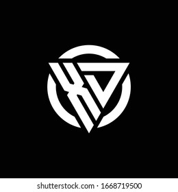 Logo with triangle shape and circle rounded design template isolated on black background