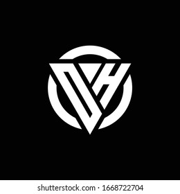 Logo with triangle shape and circle rounded design template isolated on black background