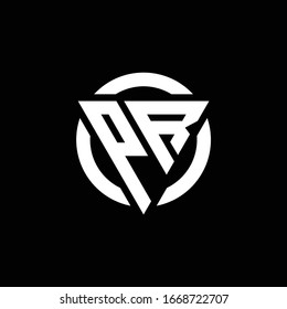 Logo with triangle shape and circle rounded design template isolated on black background