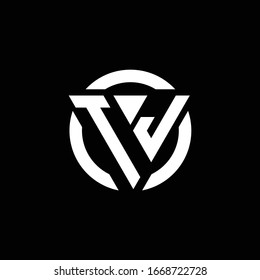 Logo with triangle shape and circle rounded design template isolated on black background