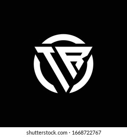 Logo with triangle shape and circle rounded design template isolated on black background