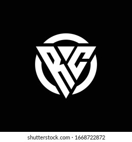 Logo with triangle shape and circle rounded design template isolated on black background