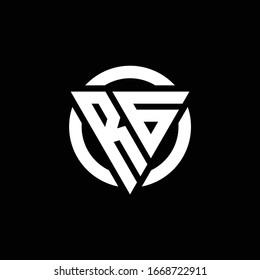 Logo with triangle shape and circle rounded design template isolated on black background