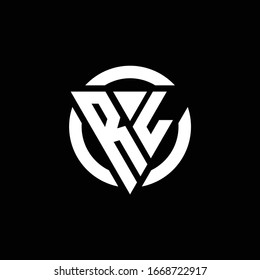 Logo with triangle shape and circle rounded design template isolated on black background