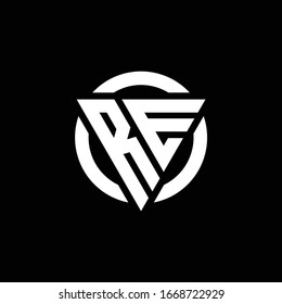 Logo with triangle shape and circle rounded design template isolated on black background