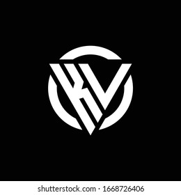 Logo with triangle shape and circle rounded design template isolated on black background