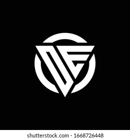 Logo with triangle shape and circle rounded design template isolated on black background