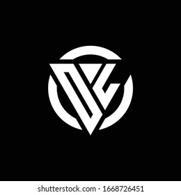 Logo with triangle shape and circle rounded design template isolated on black background