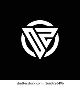 Logo with triangle shape and circle rounded design template isolated on black background