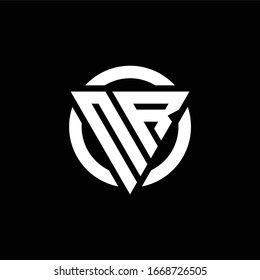 Logo with triangle shape and circle rounded design template isolated on black background