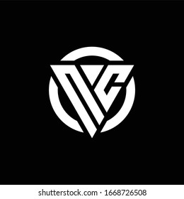 Logo with triangle shape and circle rounded design template isolated on black background