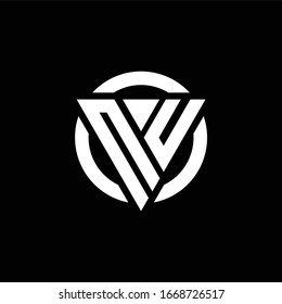 Logo with triangle shape and circle rounded design template isolated on black background