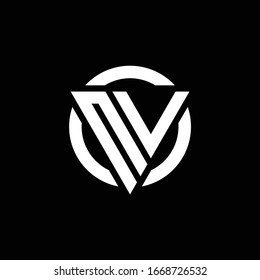 Logo with triangle shape and circle rounded design template isolated on black background