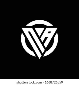 Logo with triangle shape and circle rounded design template isolated on black background