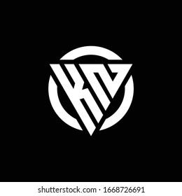 Logo with triangle shape and circle rounded design template isolated on black background