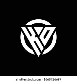 Logo with triangle shape and circle rounded design template isolated on black background