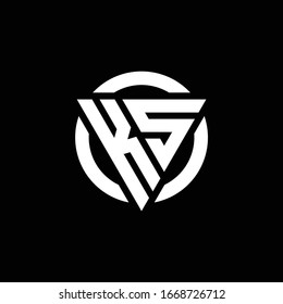 Logo with triangle shape and circle rounded design template isolated on black background