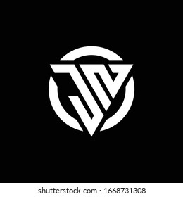 Logo with triangle shape and circle rounded design template isolated on black background