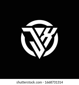 Logo with triangle shape and circle rounded design template isolated on black background