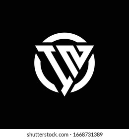 Logo with triangle shape and circle rounded design template isolated on black background