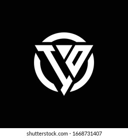 Logo with triangle shape and circle rounded design template isolated on black background