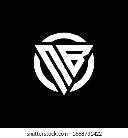 Logo with triangle shape and circle rounded design template isolated on black background