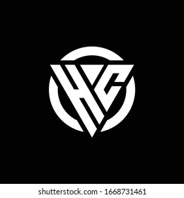 Logo with triangle shape and circle rounded design template isolated on black background