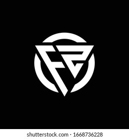 Logo with triangle shape and circle rounded design template isolated on black background