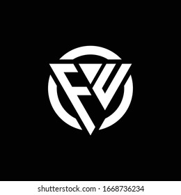 Logo with triangle shape and circle rounded design template isolated on black background