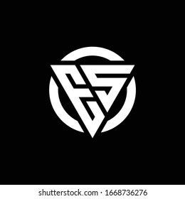 Logo with triangle shape and circle rounded design template isolated on black background