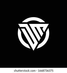 Logo with triangle shape and circle rounded design template isolated on black background