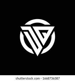 Logo with triangle shape and circle rounded design template isolated on black background